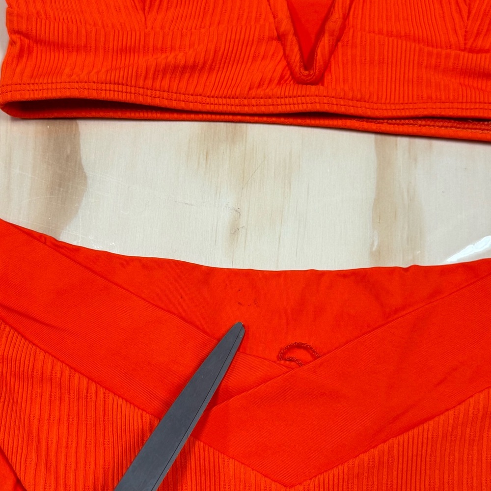 L*Space Vibrant Orange Ribbed 2 Piece Swimsuit - Picture 7 of 9
